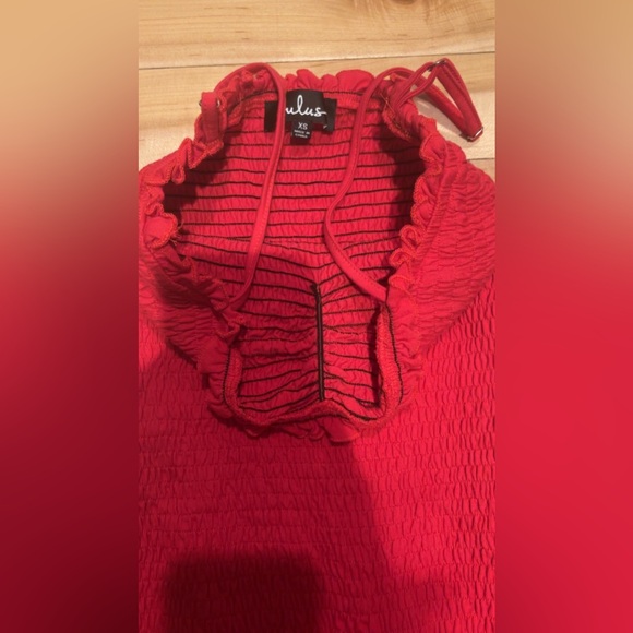 LULU’S RED SMOCKED DRESS - Picture 3 of 4